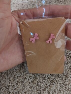 Pink Bow Stud Earrings